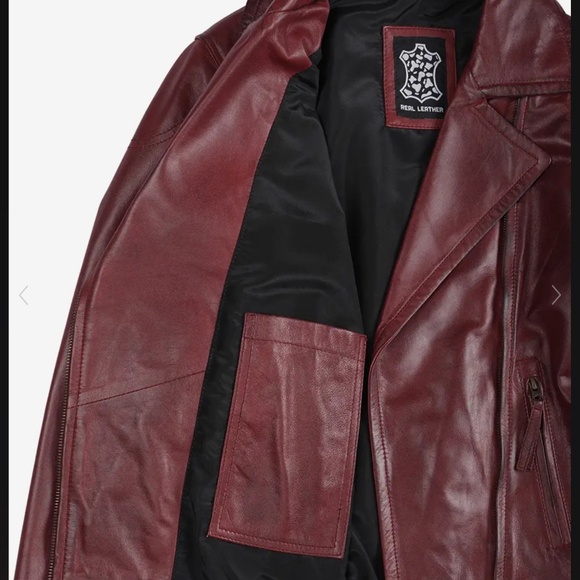 Real Lambskin Leather Jacket Burgundy sz 2X - Picture 2 of 7